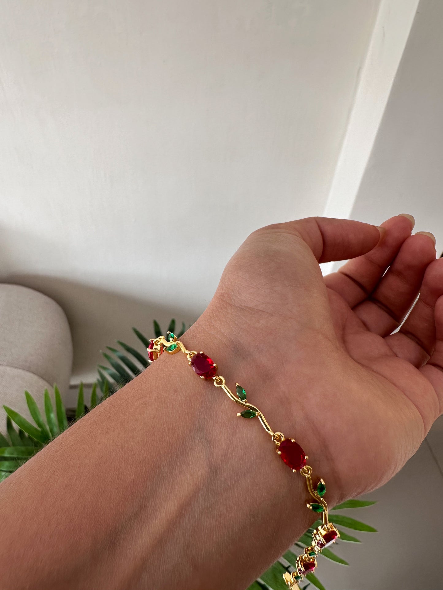 Pulsera jardín de tulipanes rojos ￼