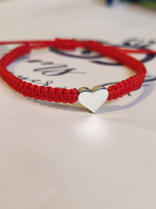 Pulserita tejida corazón plateado