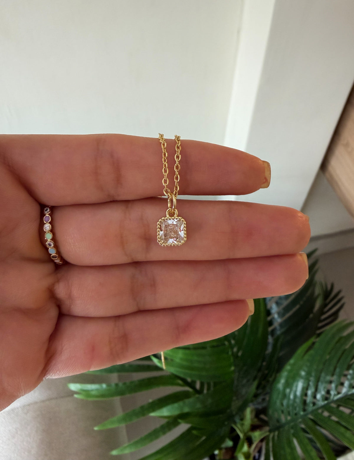 Cadenita cristal cuadrado