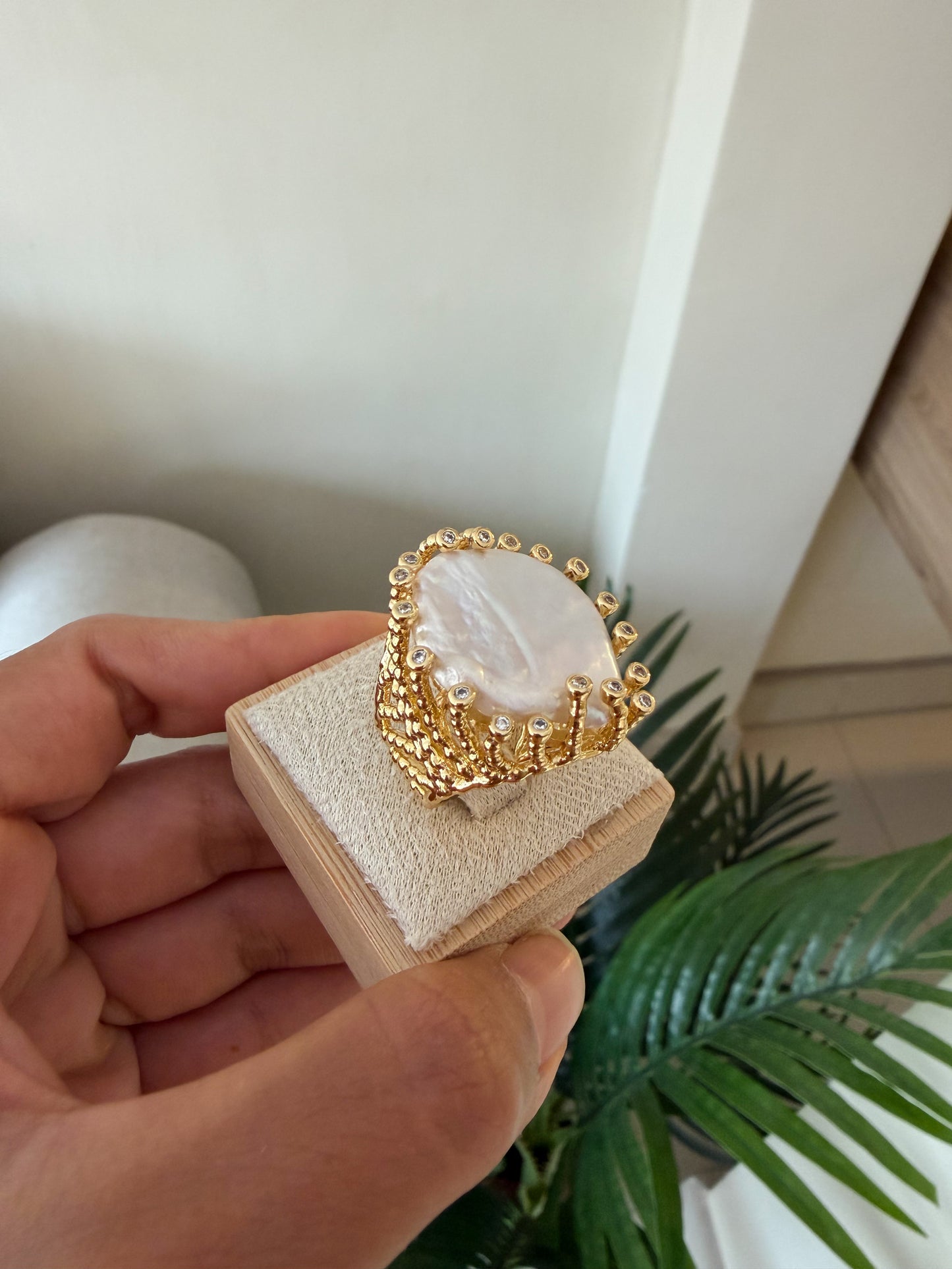 Anillo perla grande