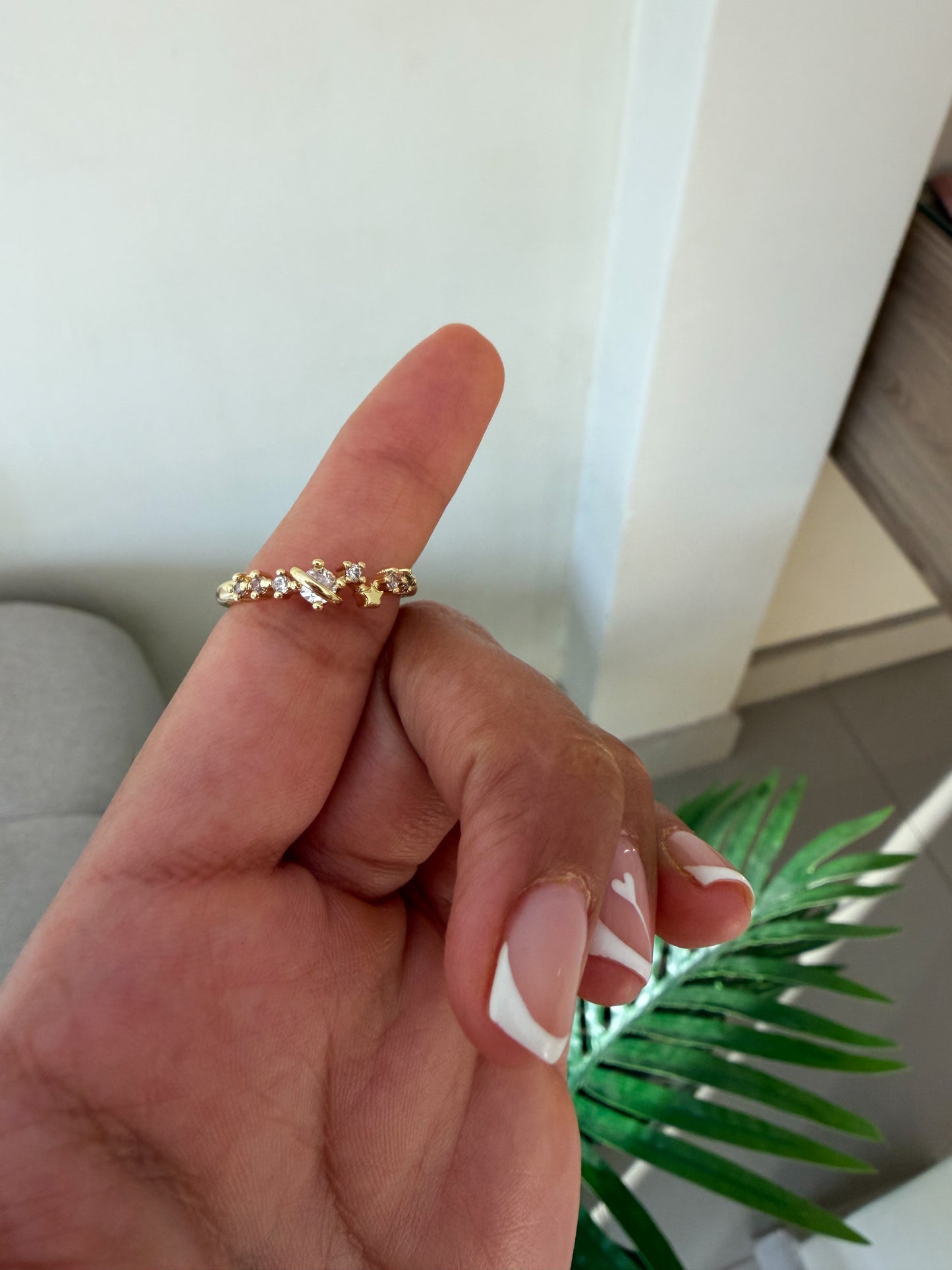 Anillo mini Saturno y cristales