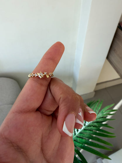 Anillo mini Saturno y cristales
