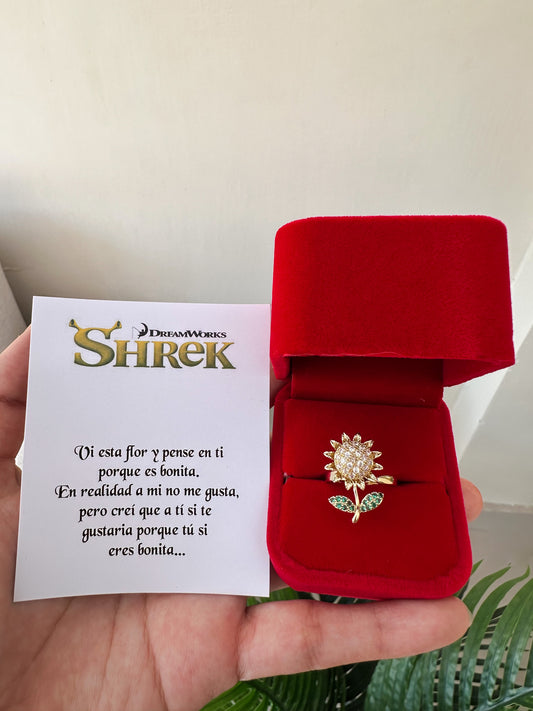 Anillo girasol giratorio