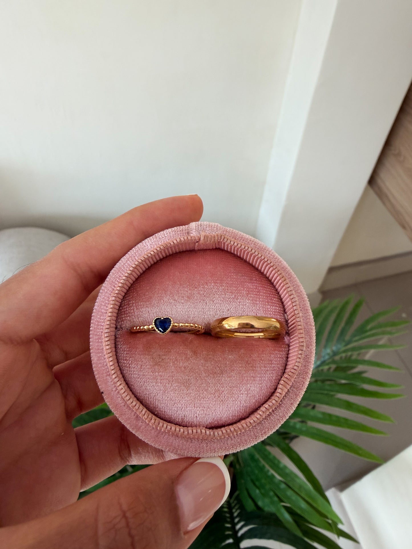 Anillos mini corazón azul compartir