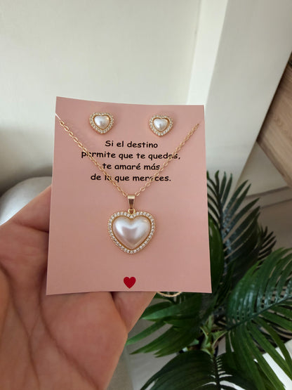 Set corazones perlados