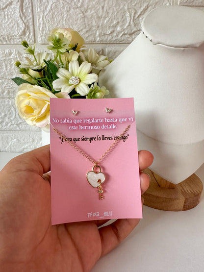Set corazón llave blanco
