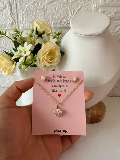 Set corazones perlas