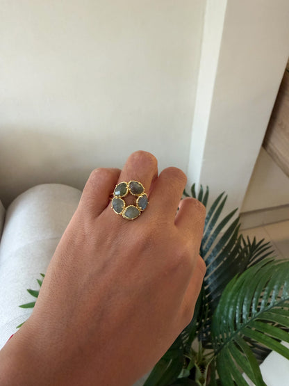 Anillo piedras oliva
