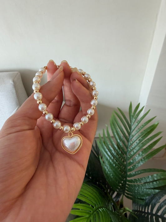 Pulserita perlas corazón