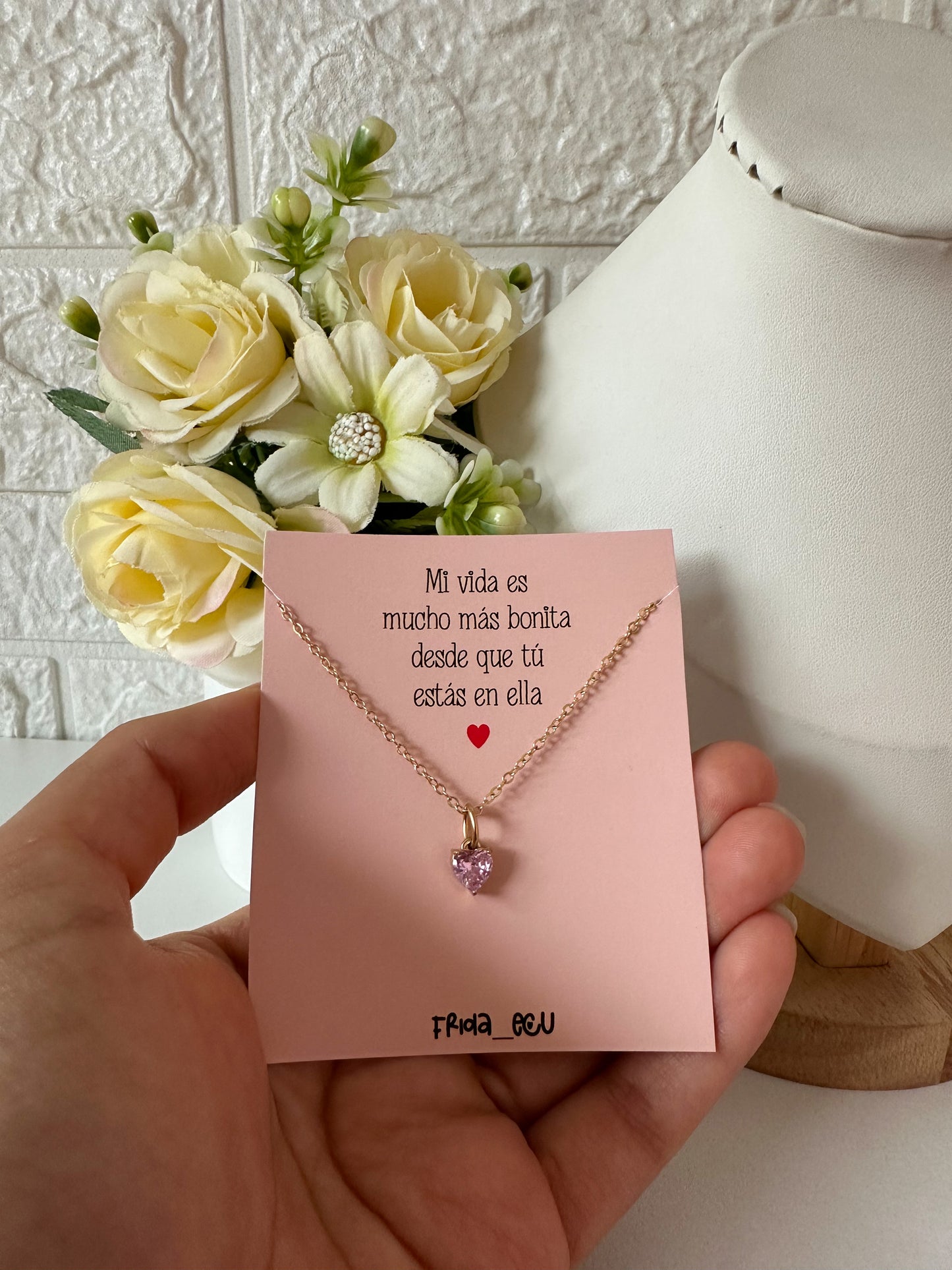 Cadenita corazón rosa