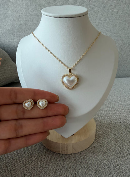 Set corazones perlados