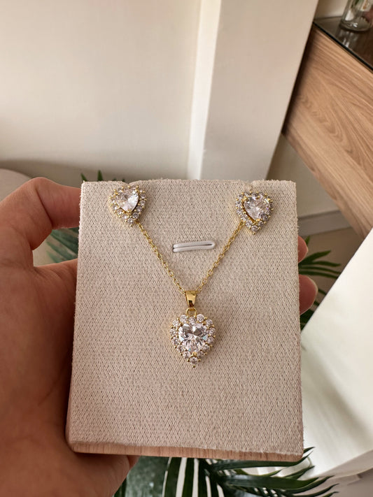 Set corazones cristales