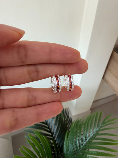 Argollas cristales rojos