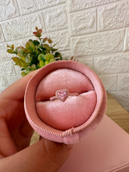 Anillo corazón rosa