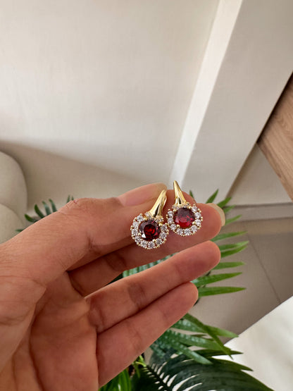 Argollas cristal rojito