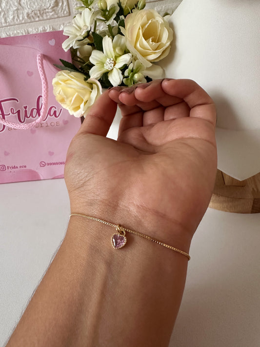 Pulsera corazón rosa