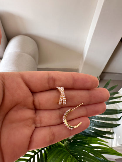 Aretitos perlas tipo argollas