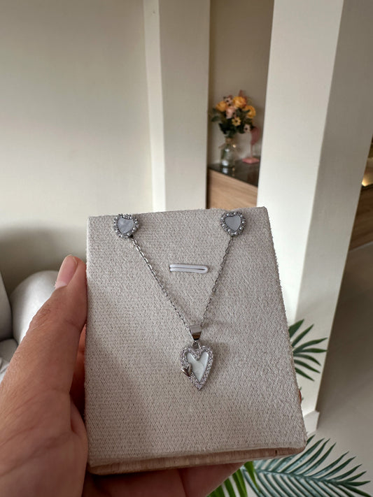 Ser corazones plateado