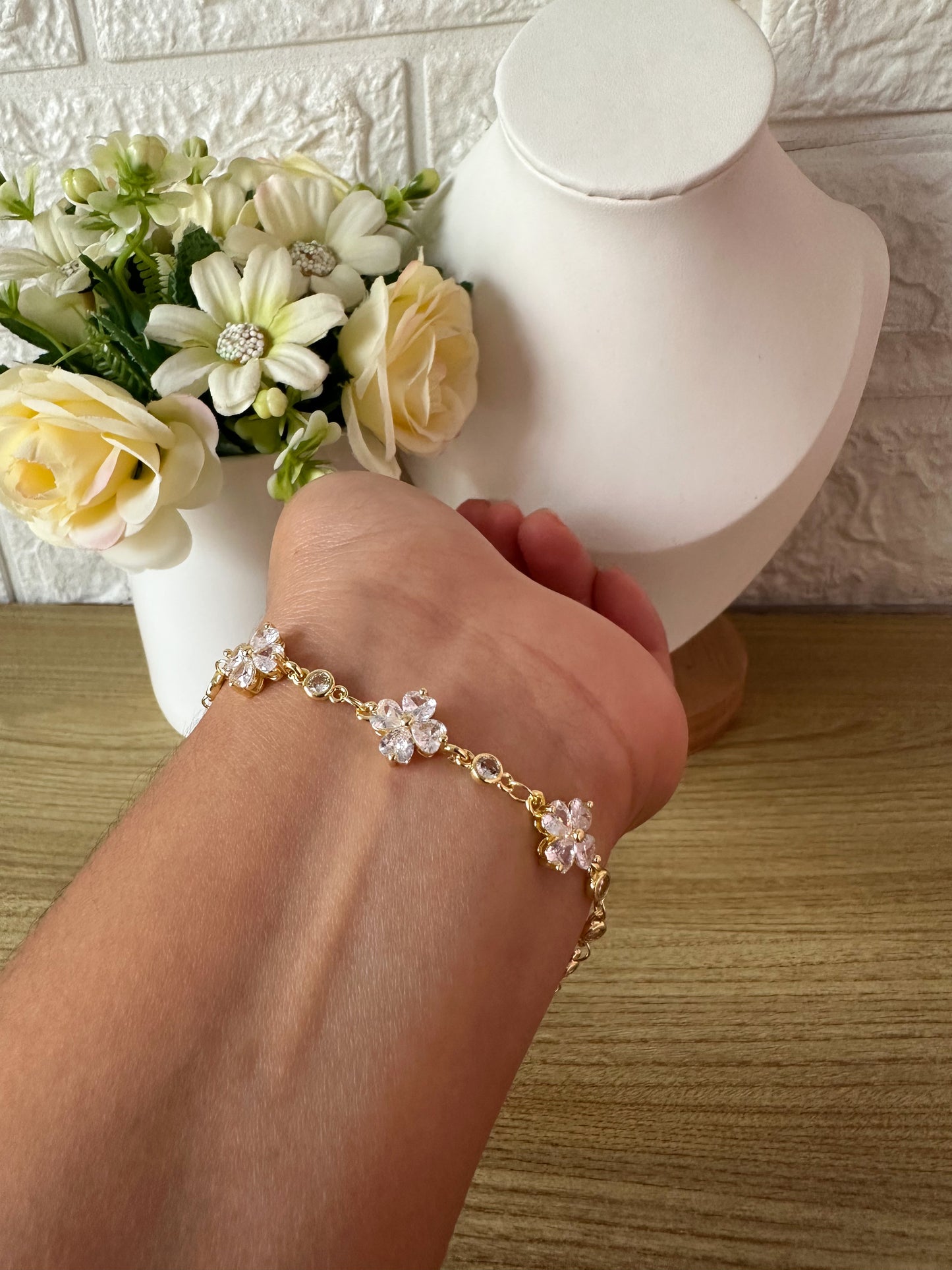 Pulsera flores de cristal