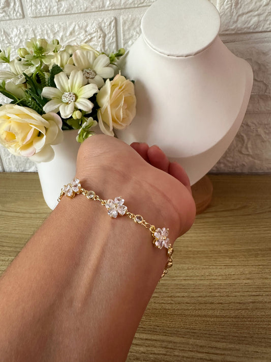 Pulsera flores de cristal