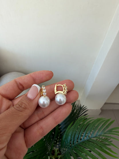 Argollitas perlas brillantes
