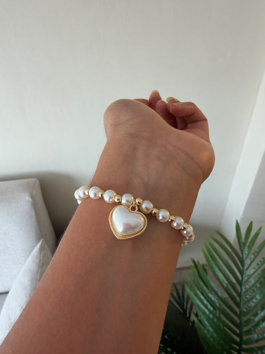 Pulserita perlas corazón